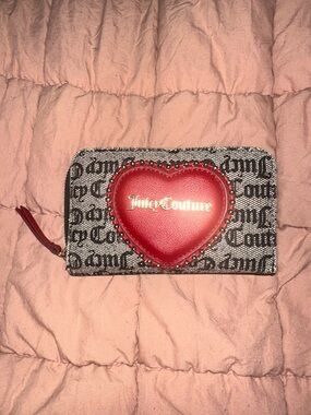Juicy Couture Red Heart Zip-Around Logo Wallet
